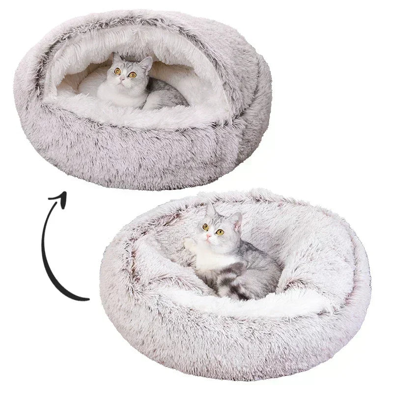 Winter Snuggle Pod: Plush Round Pet Bed – Soft, Warm & Cozy Sleeping Nest for Small to Medium Dogs & Cats