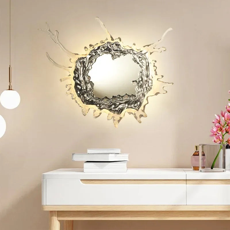 Nordic Splash LED Wall Mirror for Bathroom, Vanity, and Hallway Decor