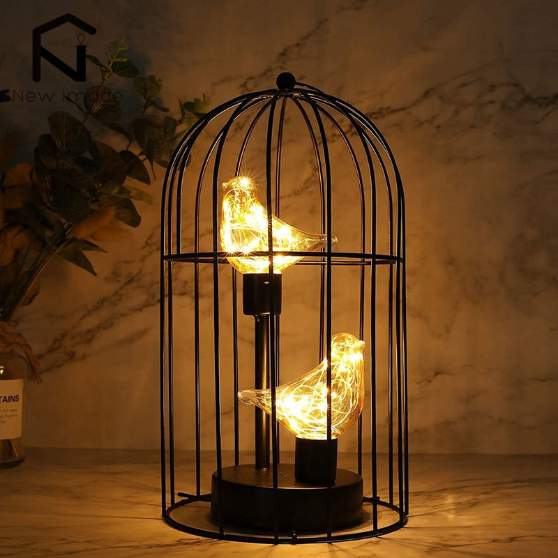 Vintage Birdcage Table Lamp Lantern