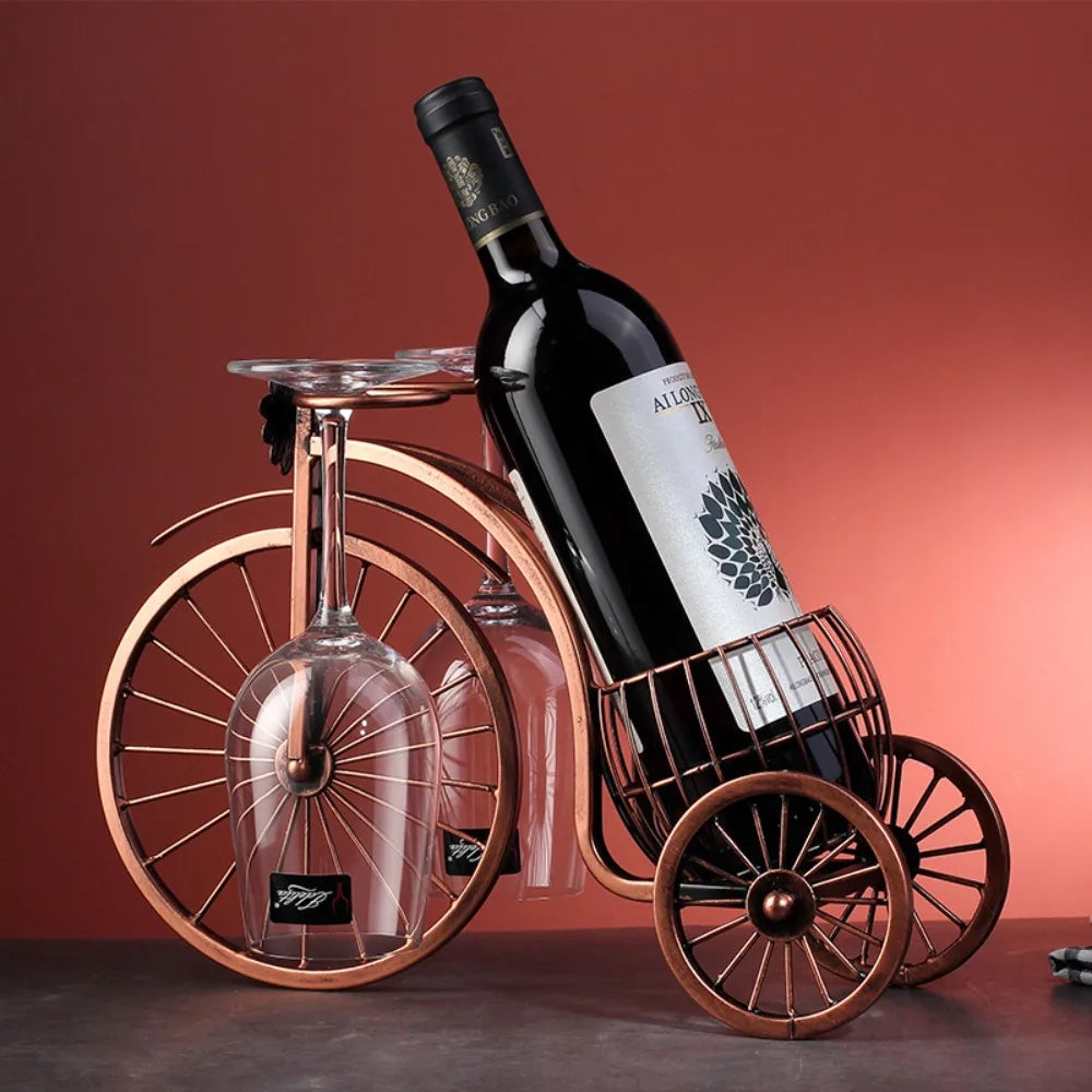 Creative Metal Tricycle Wine Rack: European Retro Style – Bike Rack Display for Red Wine, Kitchen & Bar Décor