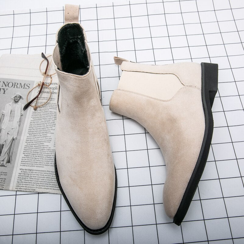 Men's Handmade Chelsea Boots Beige