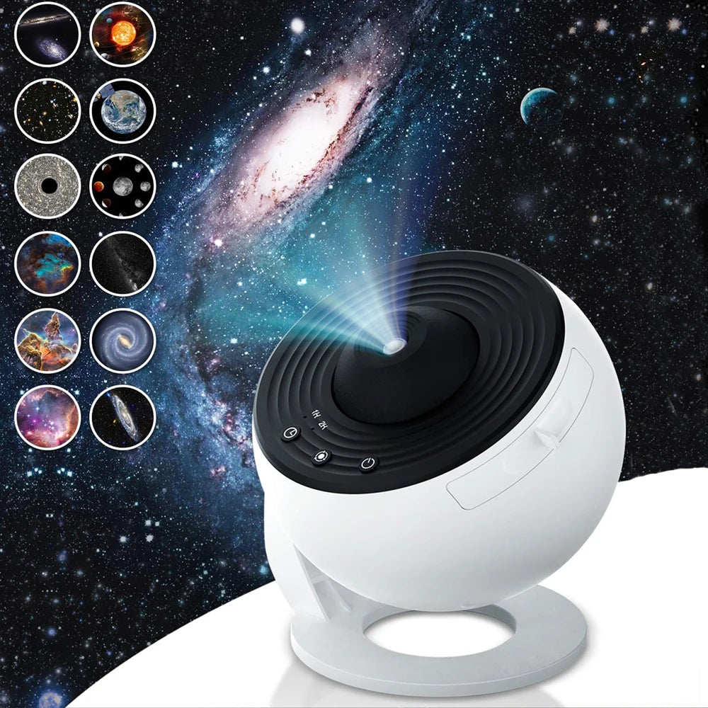 12-in-1 Galaxy Star Projector: 360° Rotating Aurora Night Light for Bedroom