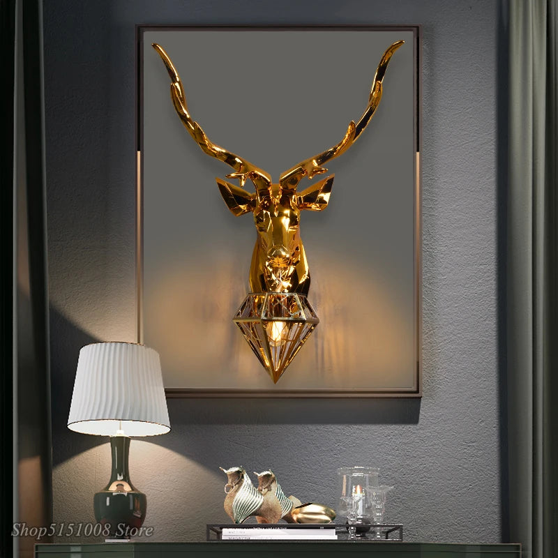 American Retro Deer Antler LED Wall Lamp: Modern Wall Sconce for Living Room, Bedroom & Bedside Décor